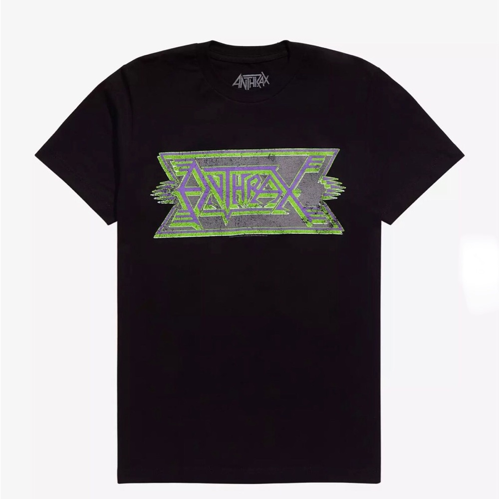 Hot Topic Black Anthrax Band Graphic Print Shirt Womens Size L Thrash Metal NWT